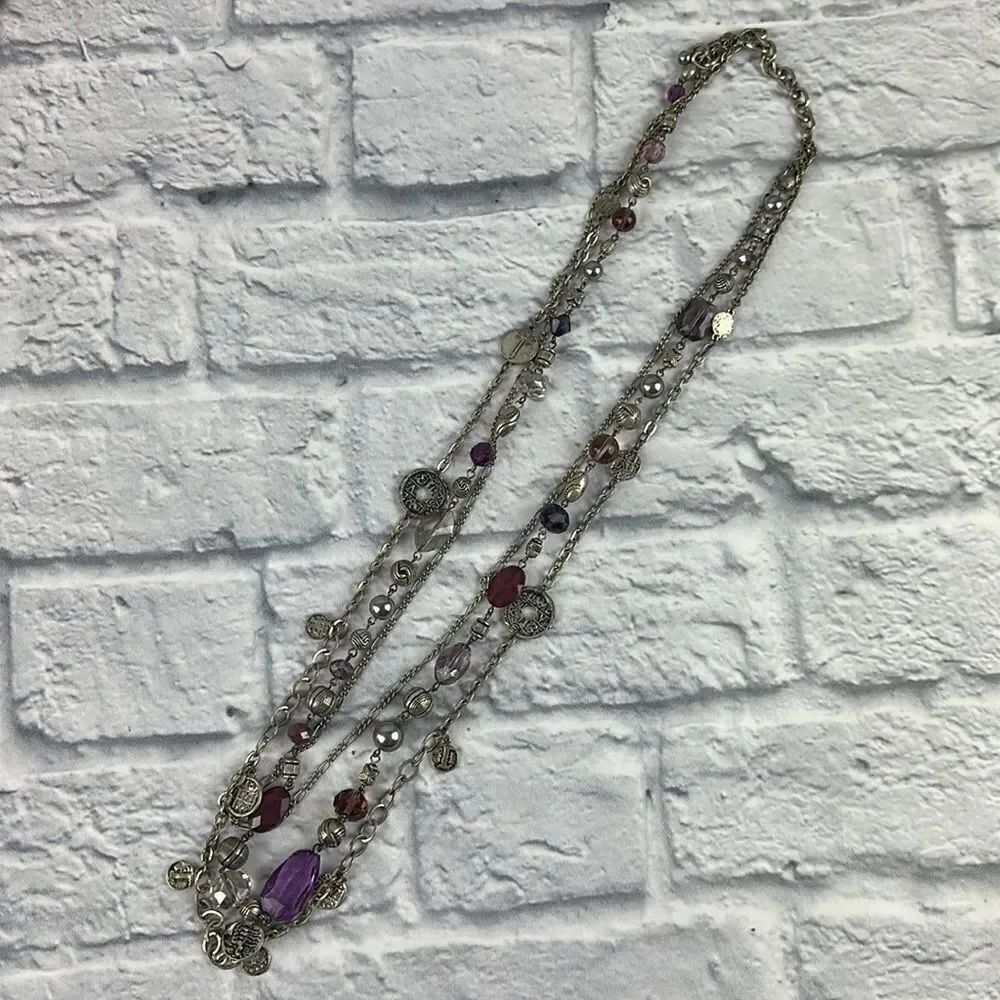 Premier Designs Passionista Antique Silver with Purple Beads Necklace
